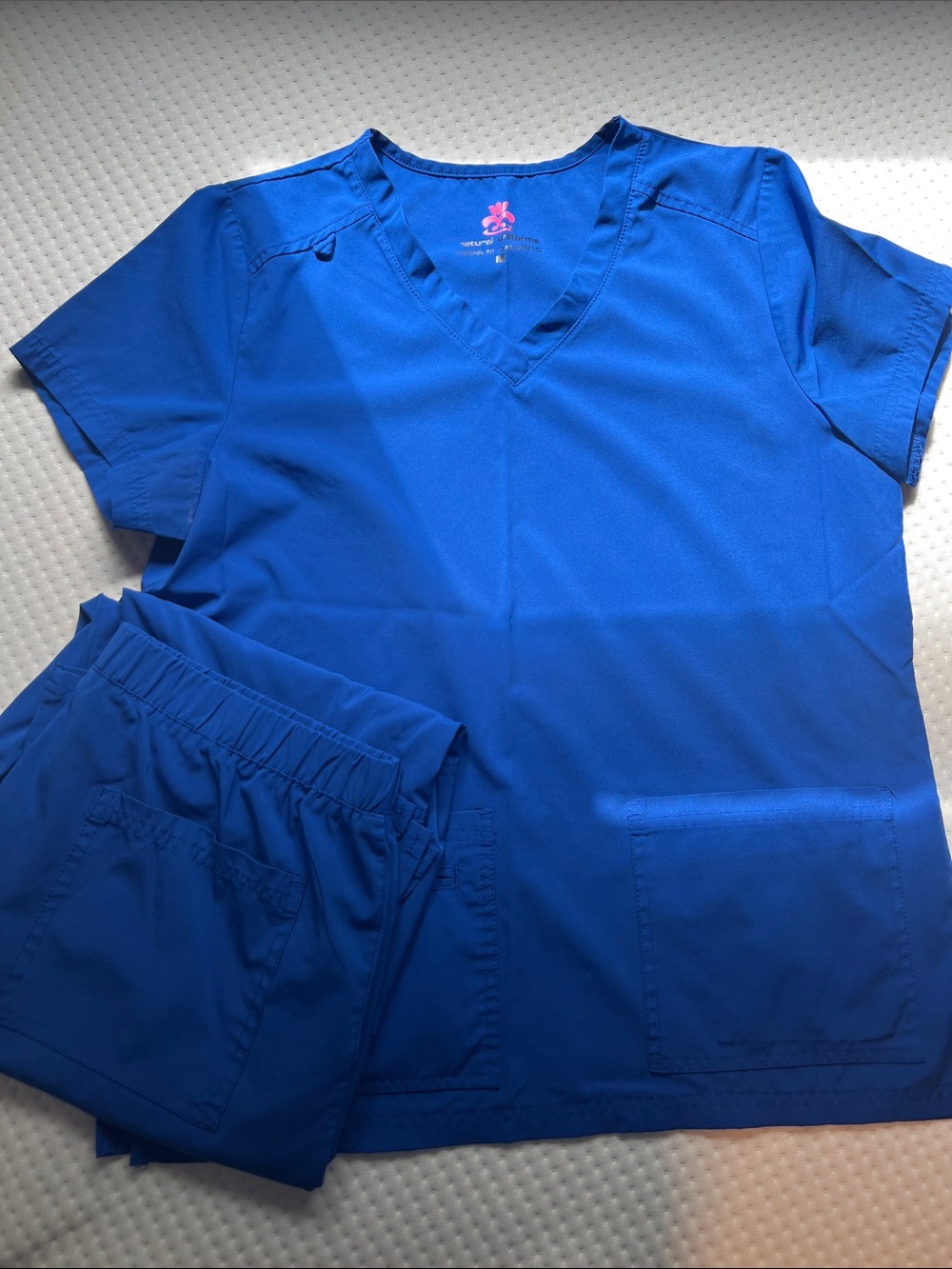 Women's V-Neck Short Sleeve Top and bottom scrub set in Royal Blue